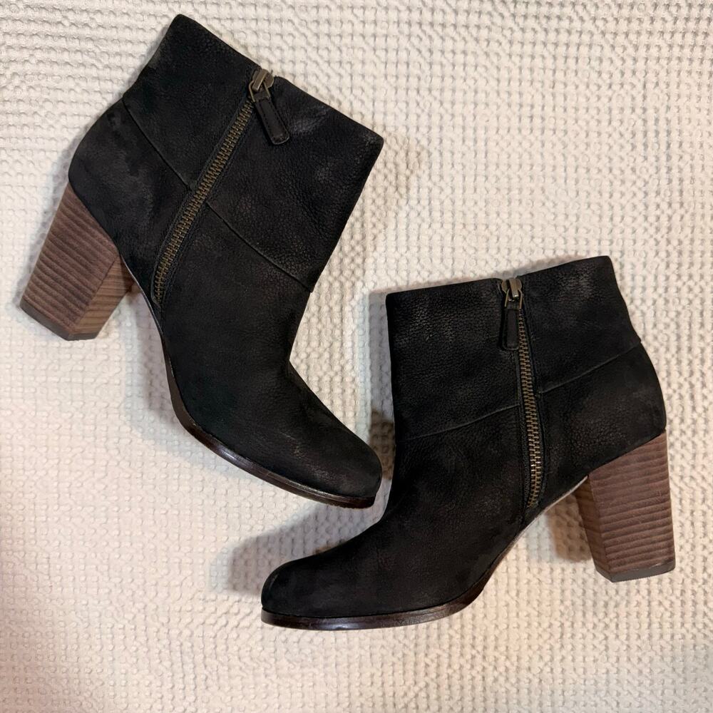 Cole Haan Cassidy Nubuck Black Leather Booties